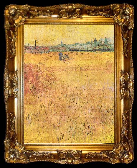 framed  Vincent Van Gogh View from the Wheat Fields, ta009-2